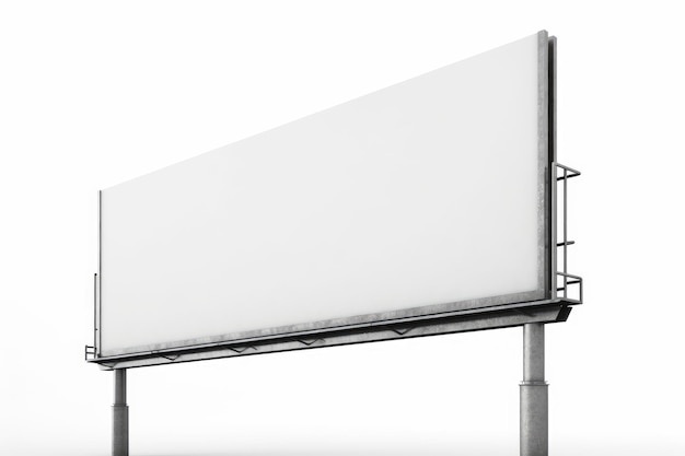 Blank Canvas White Empty Billboard Mockup on White Background