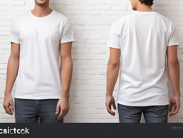 Blank Canvas Young Man in White Tee Against Brick Wall