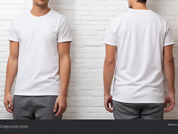 Blank Canvas Young Man in White Tee Against Brick Wall