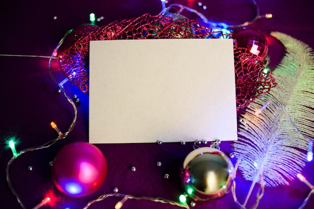 Blank card with Christmas decorations