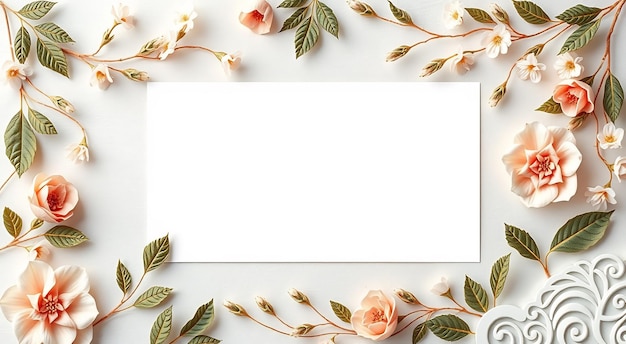 Blank card with delicate floral frame