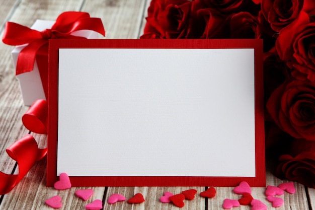 blank card with roses