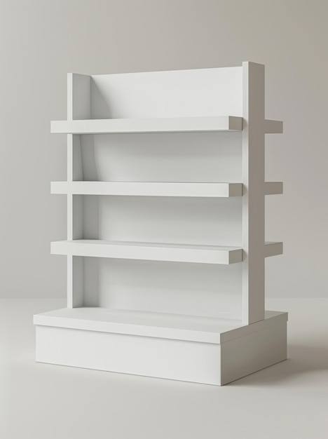 Photo a blank cardboard display shelf for retail promotion at supermarkets 3d rendering illustration