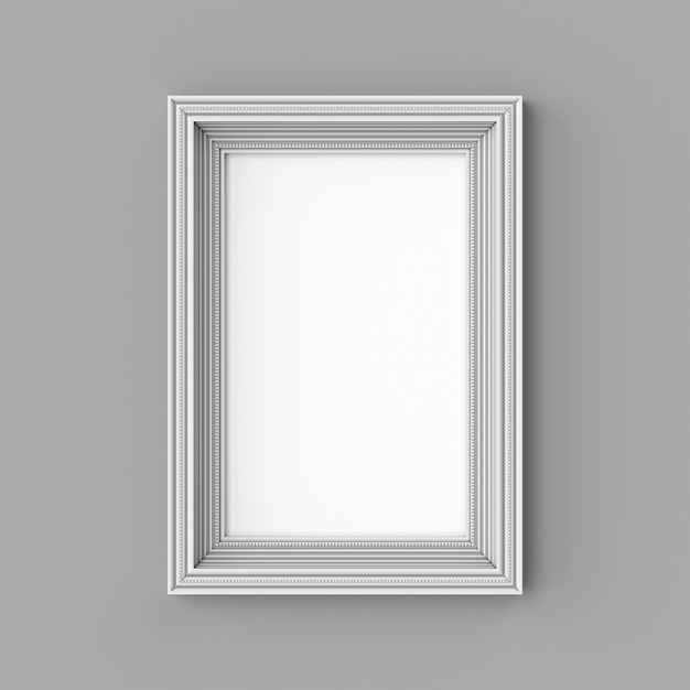 Blank classic frame. Ornamental white color.