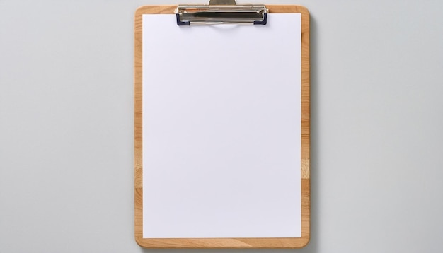 Photo blank clipboard with white paper mockup