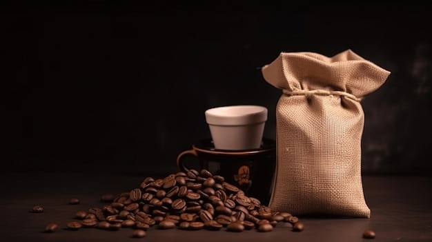 Blank Coffee Bag brown Kraft paper bag with coffee beans