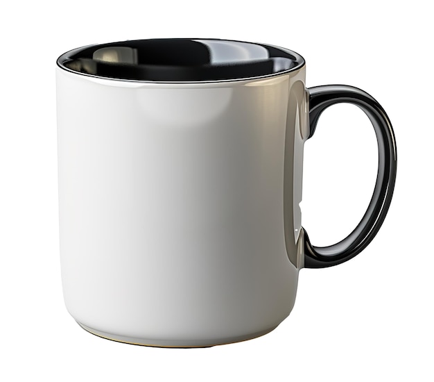 Blank Coffee Mug Mockup 3D Render White and Black Ceramic Transparent Background