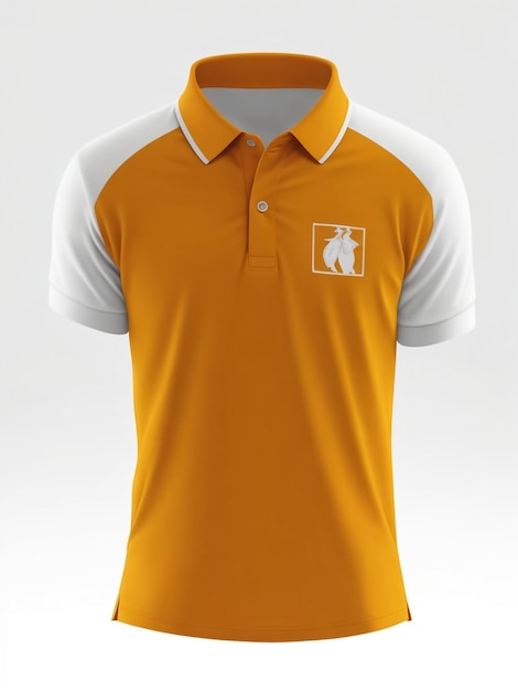 Blank collared shirt mock up template front view isolated on white plain orange tshirt mockup Polo t