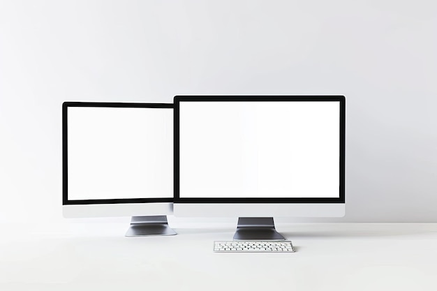 Photo blank computer monitors isolated on white background