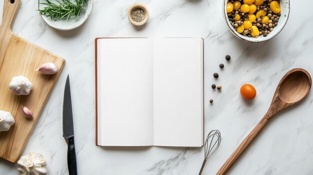 Blank Cookbook with Kitchen Utensils