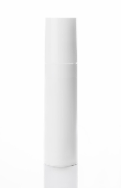 Blank cosmetic tubes on white background White and silver colors Place for your text