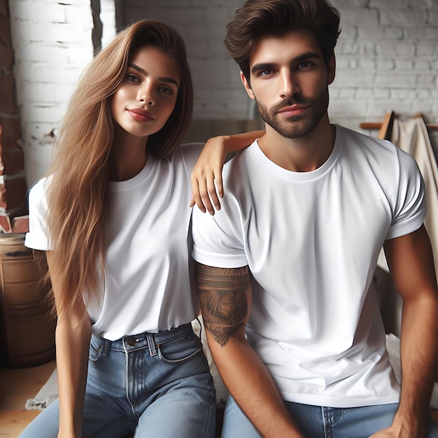 blank couple t shirt white mockup blank item