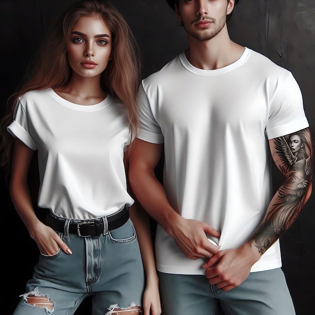 blank couple t shirt white mockup blank item