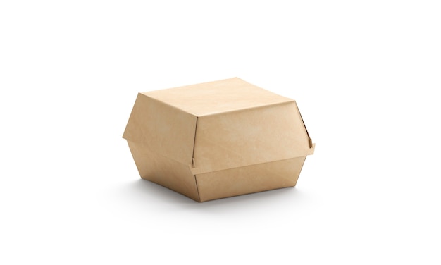 Blank craft burger box mockup isolated Empty cardboard container mockup for hamburger and sandwich