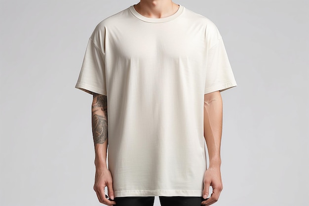 Blank cream oversize tshirt mockup clothing apparel sleeve