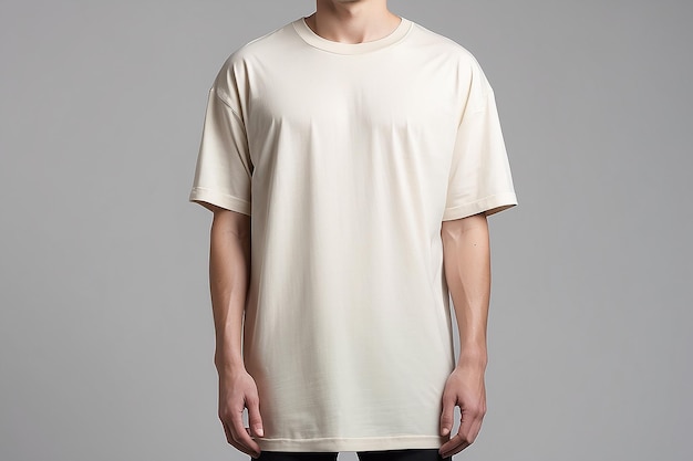 Blank cream oversize tshirt mockup clothing apparel sleeve