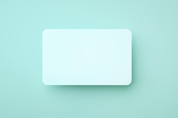 Blank credit card over azure background, 3d rendering,  mockup image