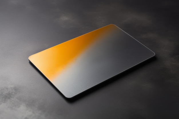 Blank credit card with microchip on grey background image of bank card painted yellow and grey on