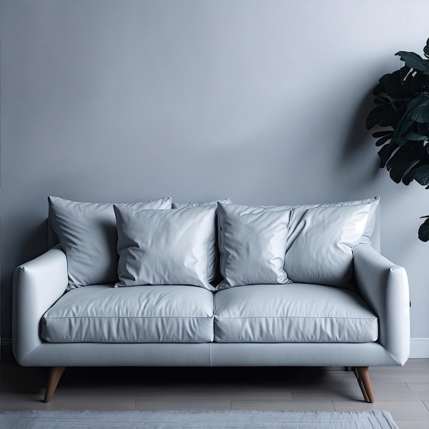 Blank cushions sitting on a leather sofa in a living room Mockup