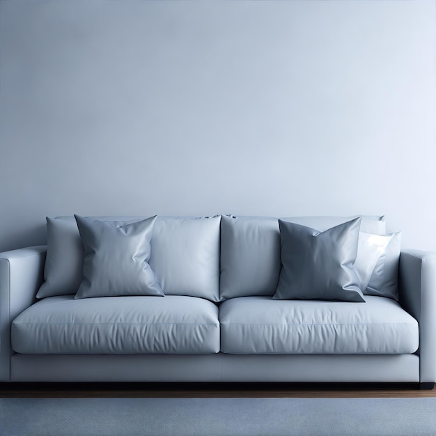 Blank cushions sitting on a leather sofa in a living room Mockup