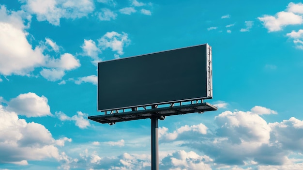 Blank Cutout Billboard Ready for Advertisements Against Blue Sky Background