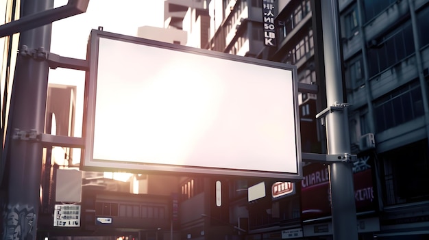 Blank digital screen sign mockup in the urban environment empty space to display you Generative AI