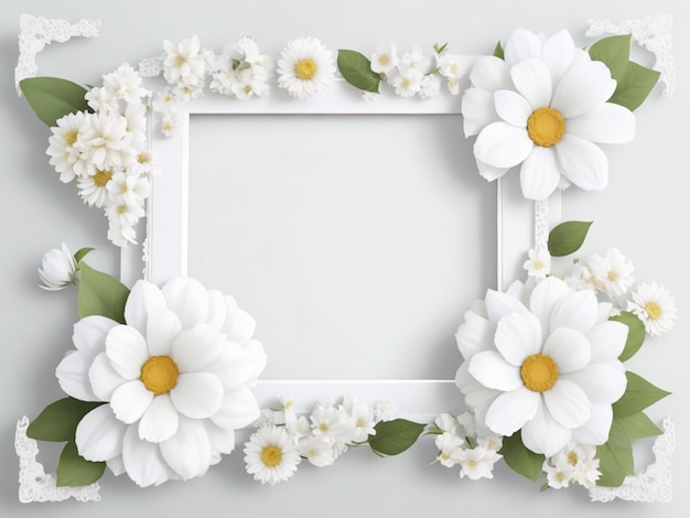 Blank flower frame For Text and Photo with Flower Surrounding