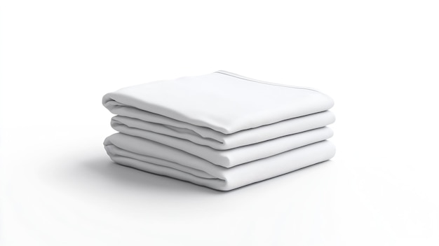 Photo blank folded tshirt mockup isolated on a white background generative ai