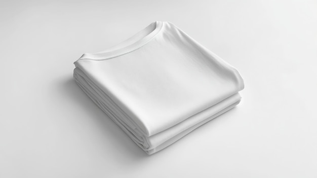 Photo blank folded tshirt mockup isolated on a white background generative ai