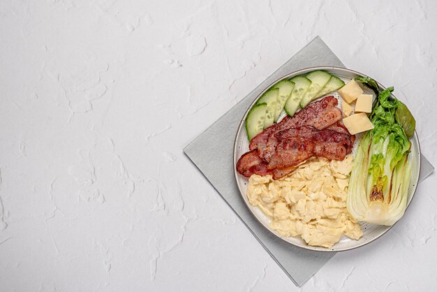 Blank food photography of breakfast with scrambled egg