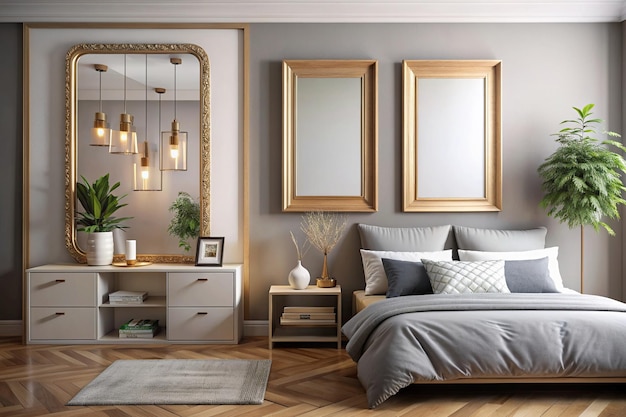 Blank frame bedroom mockup