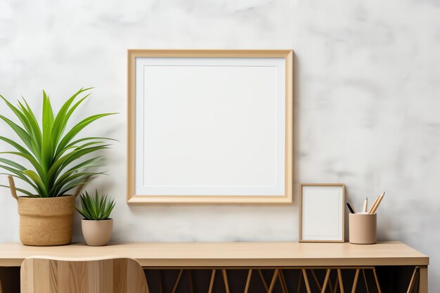 blank frame in modern home interior mockup background