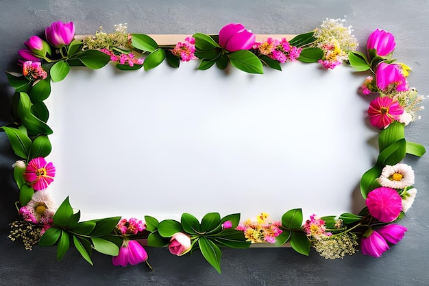 Blank Frame For Text with Flower Surrounding