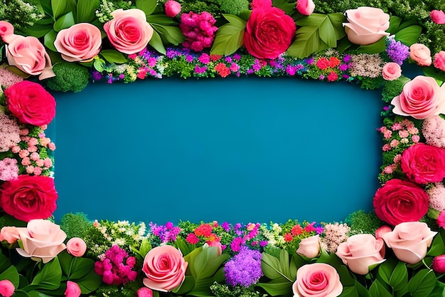 Blank Frame For Text with Flower Surrounding