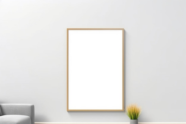 Blank frame on a wall with a plant