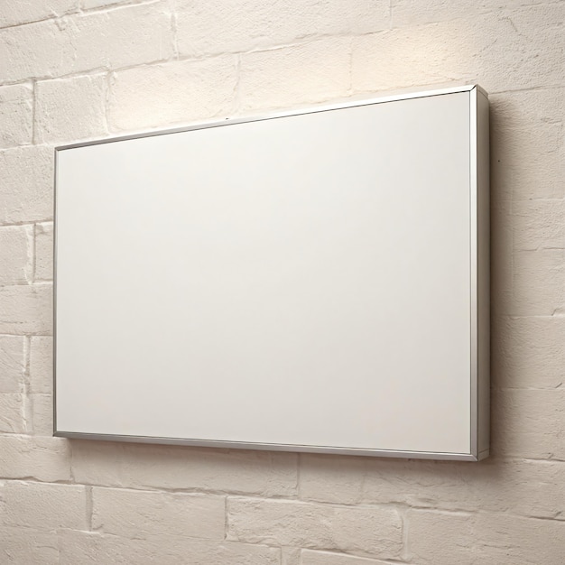 Photo blank frame white signboard on wall empty frame mockup