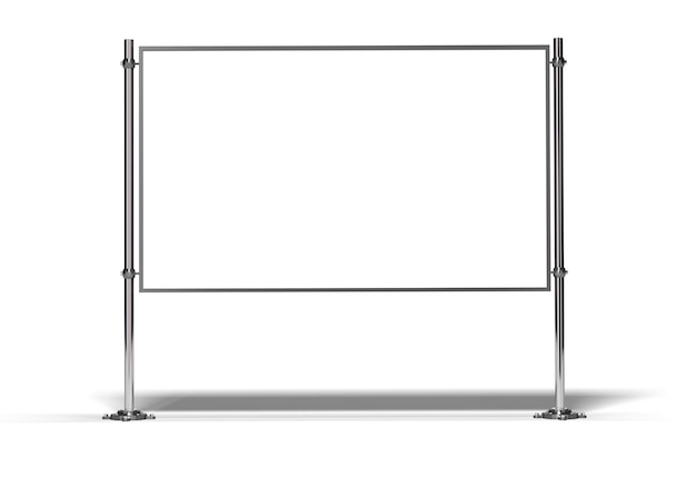 Blank frame with two posts image is isolated over white with shadow