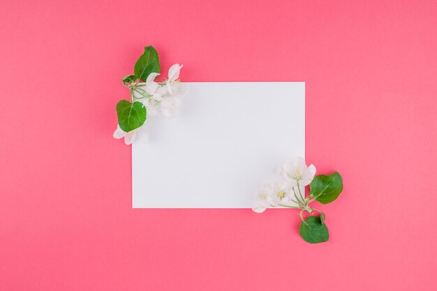 Blank frame with white flowers