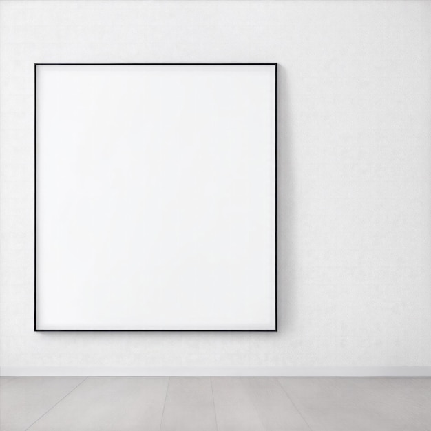 blank framed canvas mockup on the ground white wall