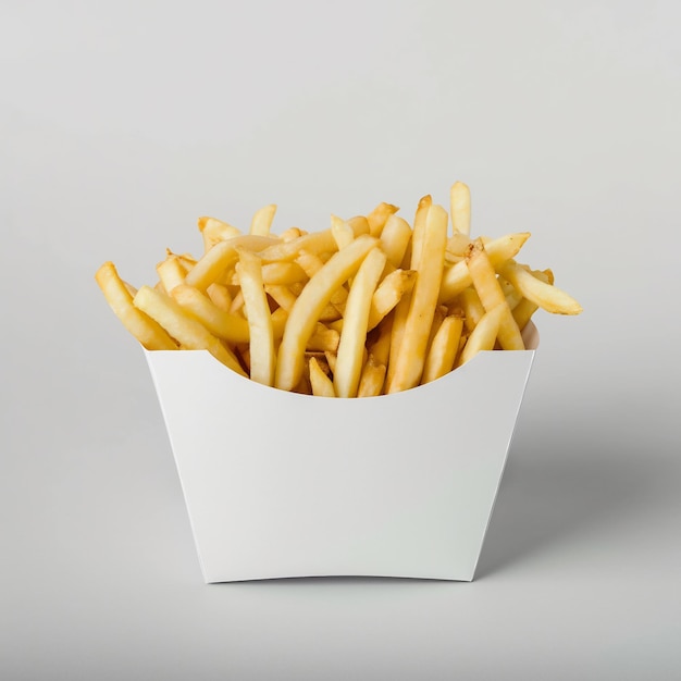 blank french fries box mockup in plain white isolated background