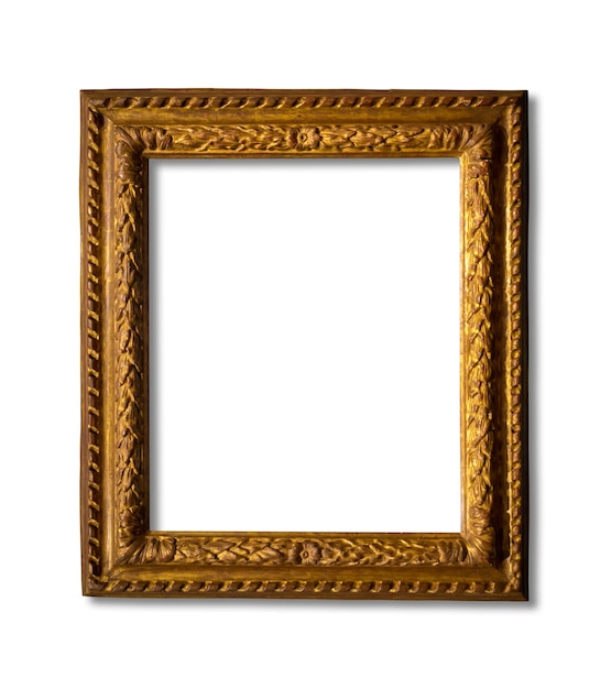 Blank gold frame isolated on white background