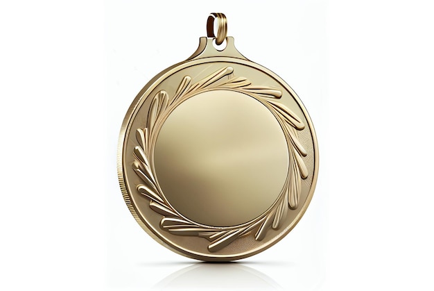 Blank gold medal on white background created with generative AI