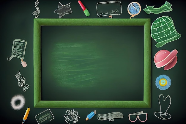 Blank Green School Chalkboard Generative Ai