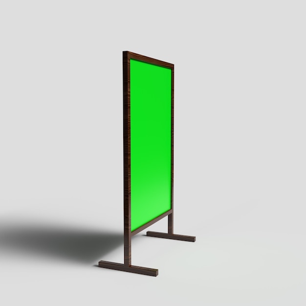 Photo blank green screen outdoor advertising board with wooden stand on floor mock up template included c