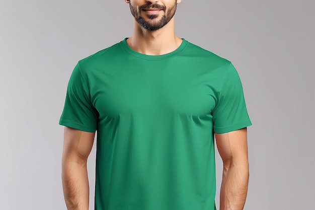 Photo blank green t shirt front and back mockup empty template for your design