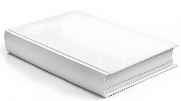 blank hardcover white book mockup isolated on white background space for captions