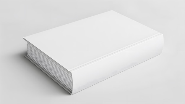 blank hardcover white book mockup isolated on white background studio photography