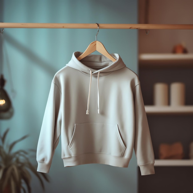 Blank hoodie mockup template with hanger