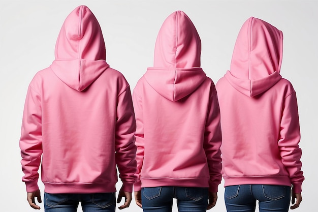 Blank hoodie pink color in back view suitable for mockup isolated on white background