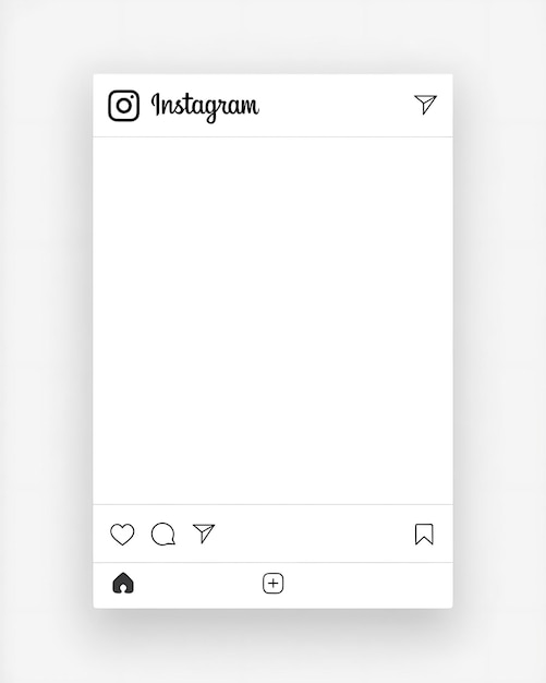 Photo blank instagram post layout minimalist template with icons for custom design